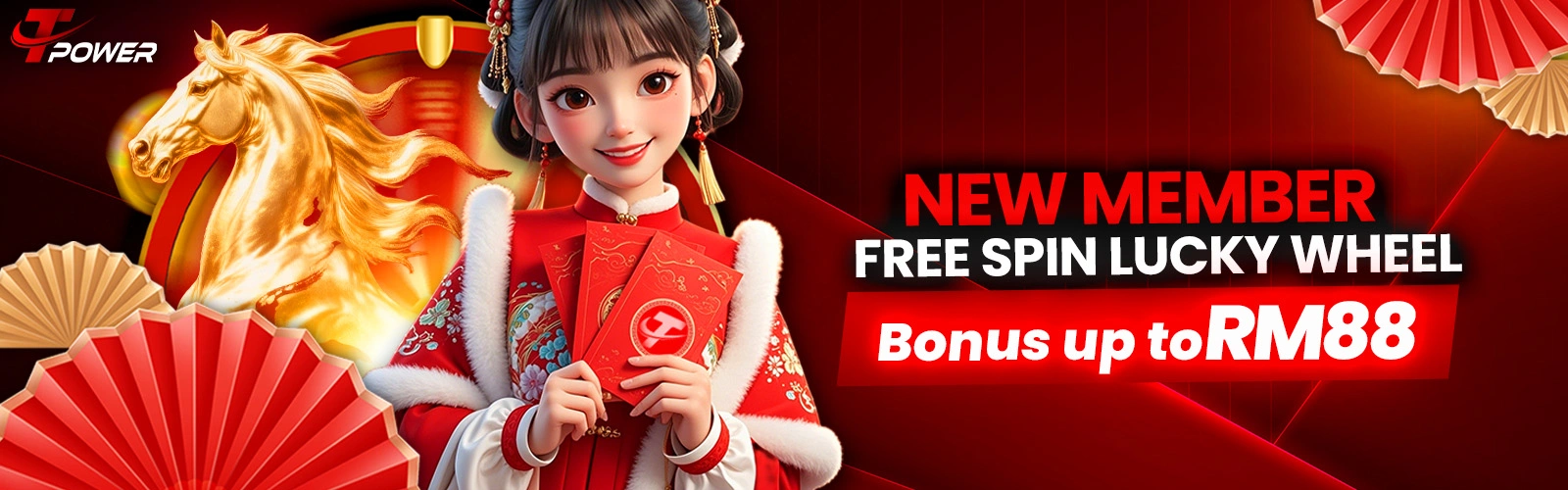TPower Malaysia new member bonus promotion with free spin lucky wheel and RM88 bonus